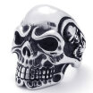 Hpolw 316L Stanless Steel Vintage Gothic fashion Silver Black Skull Biker Mens Ring 31 millimeters