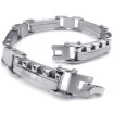 Hpolw Mens silver Stainless Steel fashionable in design Bolt buttoned Bracelet&Motorcyclebicycle&Biker Links Bangle