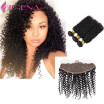 Mongolian Kinky Curly Hair With Frontal Closure 13x4 Lace Frontal Closure With Bundles Afro Kinky Curly Human Hair With Closure