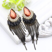 High Quality Crystal Tassels Long Earrings Women Rectangle Rhinestone Water Drop Earring Brincos Bohemia Bridal Fashion Jewelry