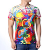 Mens Abstract Painting Pattern O-Neck Pullover T-Shirts
