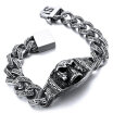 Hpolw New Trendy Mens Large Heavy Stainless Steel Casting Silver Gothic Skull Skeleton Bracelet Lobster Clasps Link Wrist