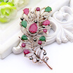 Exquisite Turkish Women Flower Brooch Pin Vintage Feather Design Resin Jewelry Pins Antique Gold Color Leaf Brooches Broches