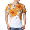 Mens Flower Printed Short Sleeve Round Neck Pullover T-Shirts