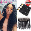 Ear To Ear 13x4 Lace Frontal Closures With 4 Bundles Brazilian Peruvian Indian Malaysian Deep Wave Curly Virgin Human Hair Weaves