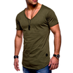 Mens Fashion Slim Fit T Shirt Male Cotton Tops Mens Solid Color Casual Tshirt Short Sleeevs V-neck Sports Tee Shirts Men Clothing