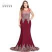 2018 New Arrival Plus Size Evening Dress Long Bugundy Prom Party Dress Sexy Applique Beaded Evening Gowns