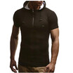 Mens Fashion Hooded T-Shirt Casual Short-Sleeve T-Shirt Cotton Slim T-Shirt Sports Running Fitness
