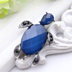Exquisite Big Crystal Sea Turtles Brooch Pins For Women Blue Animal Jewelry Antique Gold Color Scarf Lapel Pins Casual Brooches