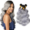 Nami Hair 4 Bundles 1bGrey Ombre Brazilian Human Hair Bundles Body Wave two Tone Color 10"-22" T1B Silver Grey Human Hair Weave