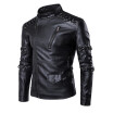 Mens Fashion Quality Faux Fur Casual Long Sleeved Leather Jacket Coats Male Slim Fit Solid Color Zippers Collar Motorcycle Jacket