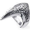 Hpolw Mens silver&black Design Jewelry Stainless Steel Phoenix Fire Bird elegance RingWidth30mm