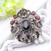 New Arrived Turkish Rhinestone Brooch Women Ethnic Flower Jewelry Antique Gold Color Multicolor Resin Brooches Broches Bijoux