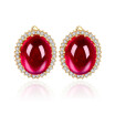 Aiyaya Fashion Jewelry Ruby Sapphire Stud Micro Cubic Zircon Big Round Clip Earrings