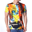 Mens Summer Top Oil Printed Slim Fit Short Sleeved Shirt