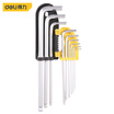 Deli deli long ball head hex wrench set chrome vanadium steel L-type hex driver screwdriver 9 piece set DL2175