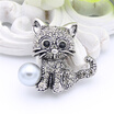 Wholesale Mini 2 Pcs Cute Cat Brooch Pin For Women Rhinestone Animal Brooches Broches Simulation Pearl Russia Lapel Corsage Pin