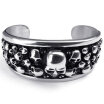 Hpolw Heavy Stainless Steel Gothic Skull Biker Mens Bangle Cuff Bracelet Silver Black