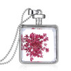 Aiyaya Fashion Jewelry Square Small Red Dry Flower Pendant Necklace for Womens