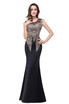 long Crystal Prom Evening Dress Formal Party Bridesmaid Mermaid Gown Appliqued Pageant Gown