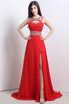 Fast ship In stock Formal Evening Dresses Sexy Backless Red Royal Blue high split Evening Dress 2018 Long Chiffon Evening Gowns