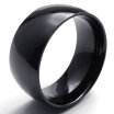 Hpolw Mens Pure black enamel design high polished rings for men 316L Stainless Steel Ring 10mm Comfort Fit Band Black