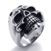 Hpolw Vintage popular Gothic Skull Biker Black&Silver Stainless Steel Mens skeleton Ringdurable in use