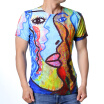 Mens O-neck Abstract Face Pattern Print Pullover T-Shirts