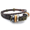 Hpolw Mens Womens Leather Bracelet Braided Tribal Charms Wrap Brown