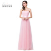 A-line Sweetheart Floor-length Pink Tulle Ruffles Bridesmaid Dresses Wedding Dress Prom Dress
