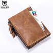 BULL CAPTAIN Vintage BIFOLD brand leather MEN wallets cowhide zipper SHORT money wallet hasp card holder small coin purse QB06