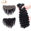 JSDshine Malaysian Virgin Human Hair Bundles with Frontal Deep Wave with Frontal Human Hair with Frontal Closure Free Shipping