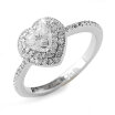 Aiyaya 12kt White Gold Plated Stunning Heart Diamond Cut Crystal Engagement Ring for Women Wedding