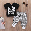 Kids WILD BOY T-shirt striped pants - black 2 pieces suit