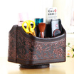 Yapi Shi leather rotating remote control storage box simple home tablet mobile phone storage box living room coffee table desktop pen holder debris finishing box black needle