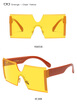 SHAUNA Oversize Half Frame Women Square Sunglasses Fashion Men Orange Yellow Lens Glasses UV400