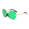 SHAUNA Fashion Integrated Reflective Lens Women T-Show Sunglasses Cool Men Rimless Green Mirror Sun Glasses