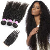 Glary Mongolian Virgin Kinky Curly Hair 3 Bundles with Free Part Closure 100 Unprocessed Mongolian Kinky Curly Human Hair