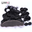 8A Mongolian Virgin Hair Body Wave With Lace Frontal Closure 3 Bundles Mongolian Human Hair Weaves Closure 4 Pcs Lot Natural Black