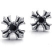 Hpolw Mens Womens CZ Stainless Steel Vintage Celtic Cross Stud Earrings Black Silver