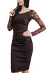 Lace Sleeves Ruched Side Back Slit Pencil Dress Homecoming Dress
