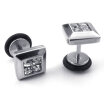 Hpolw Mens Cubic Zirconia Stainless Steel Square Stud Earrings Silver