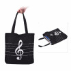 Washable Canvas Handbag Music Tote Shoulder Grocery Shopping Bag with Magnetic Button Musical High Notes Pattern