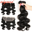 Peruvian Virgin Hair Body Wave With Lace Frontal Unprocessed Human Hair With Frontal 13x4 Free Part Closure