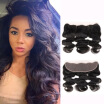 WYF Indian Body Wave 3 Bundles with Lace Frontal 100 Unprocessed Human Hair Black Color