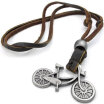 Hpolw Mens&Womens New Trendy 925 Sterling Silver Bicycle Pendants European Charms Adjustable Brown Leather Cord Necklace