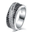 Sliver Color AAA Black CZ Diamond Crystal Fashion Punk Style Ring Jewelry For Men Women Chirstmas Gift R574