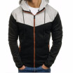 Mens Fashion Mosaic Color Long Sleeve Casual Sweater Autumn Hooded Zipper Cardigan Sweater