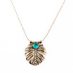 Aiyaya Vintage Emerald Sapphire High Quality Crystal Round Leaf Pendant Necklace Chian For Teengirls