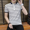 Men Fashion Polo Business Casual Short Sleeve Clothing Tshirt Slim Stripe Classic Top